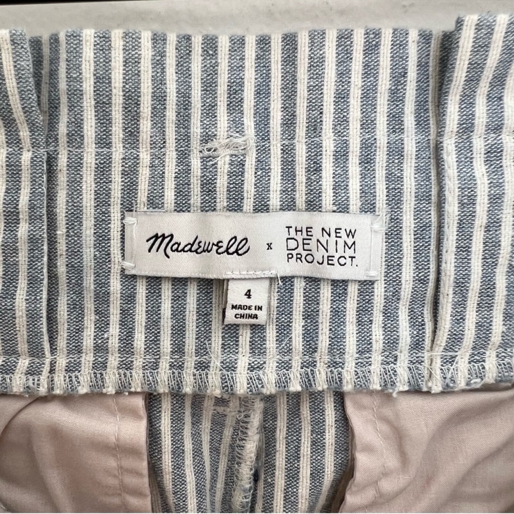 Madewell x New Denim Project Striped High-Waist Paperbag Ankle Pants - Picture 4 of 11